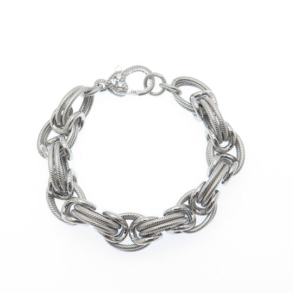JUDITH RIPKA 925 Sterling Silver Round-Cut C Z Multi-Circle Link Bracelet 7"