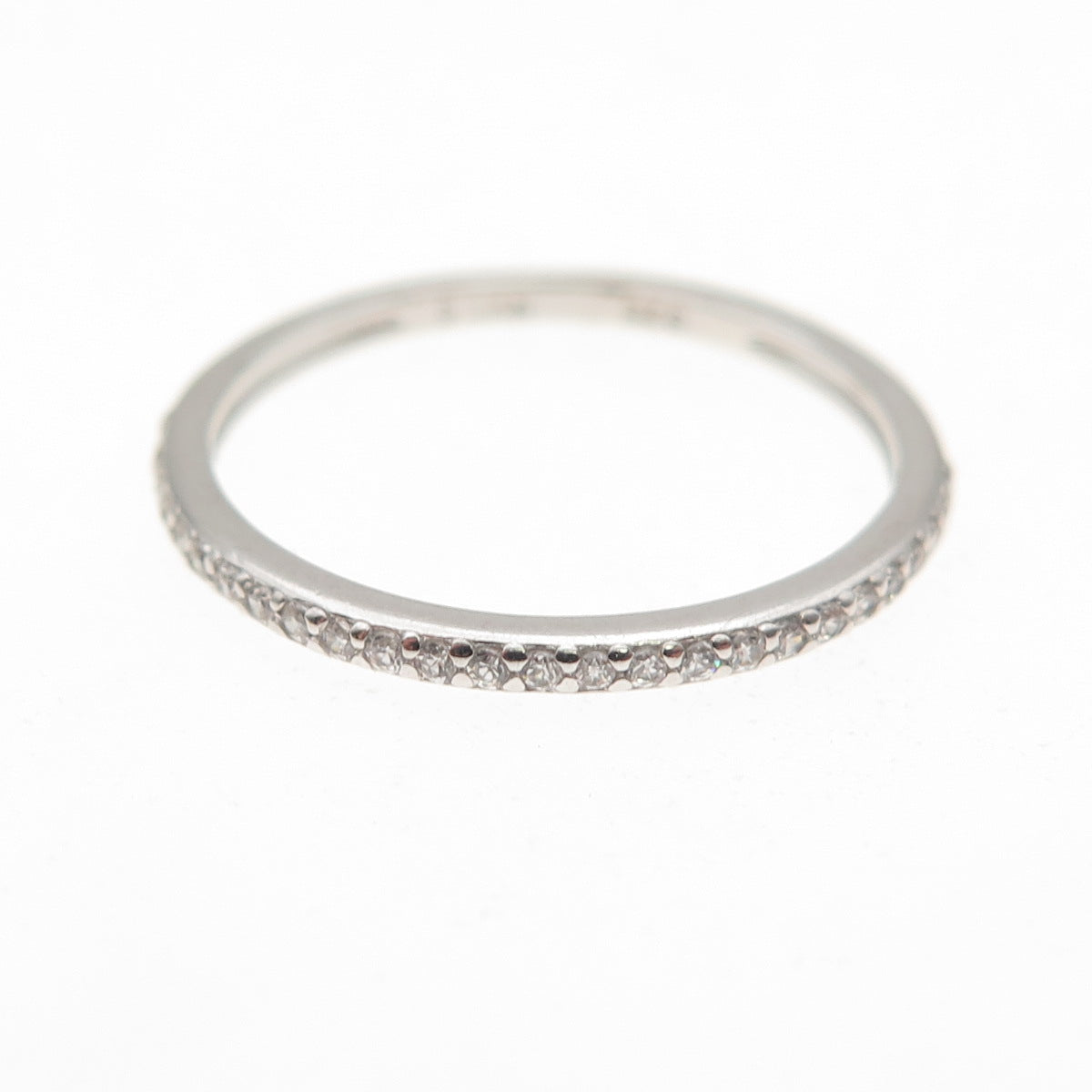 925 Sterling Silver Round-Cut C Z Half Eternity Stackable Band Ring Size 6