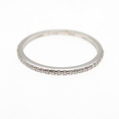 925 Sterling Silver Round-Cut C Z Half Eternity Stackable Band Ring Size 6