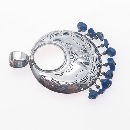 Quoc Turquoise Old Pawn Sterling Silver Vintage Lapis Pendant (missing stone)