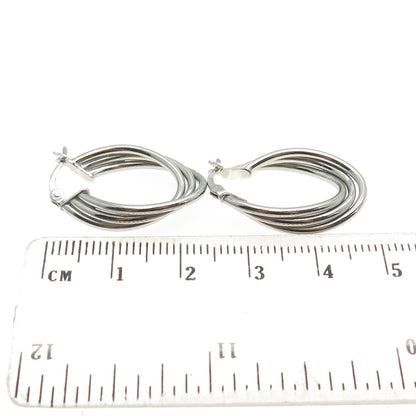 HAN 925 Sterling Silver Multi-Row Twisted Hoop Earrings