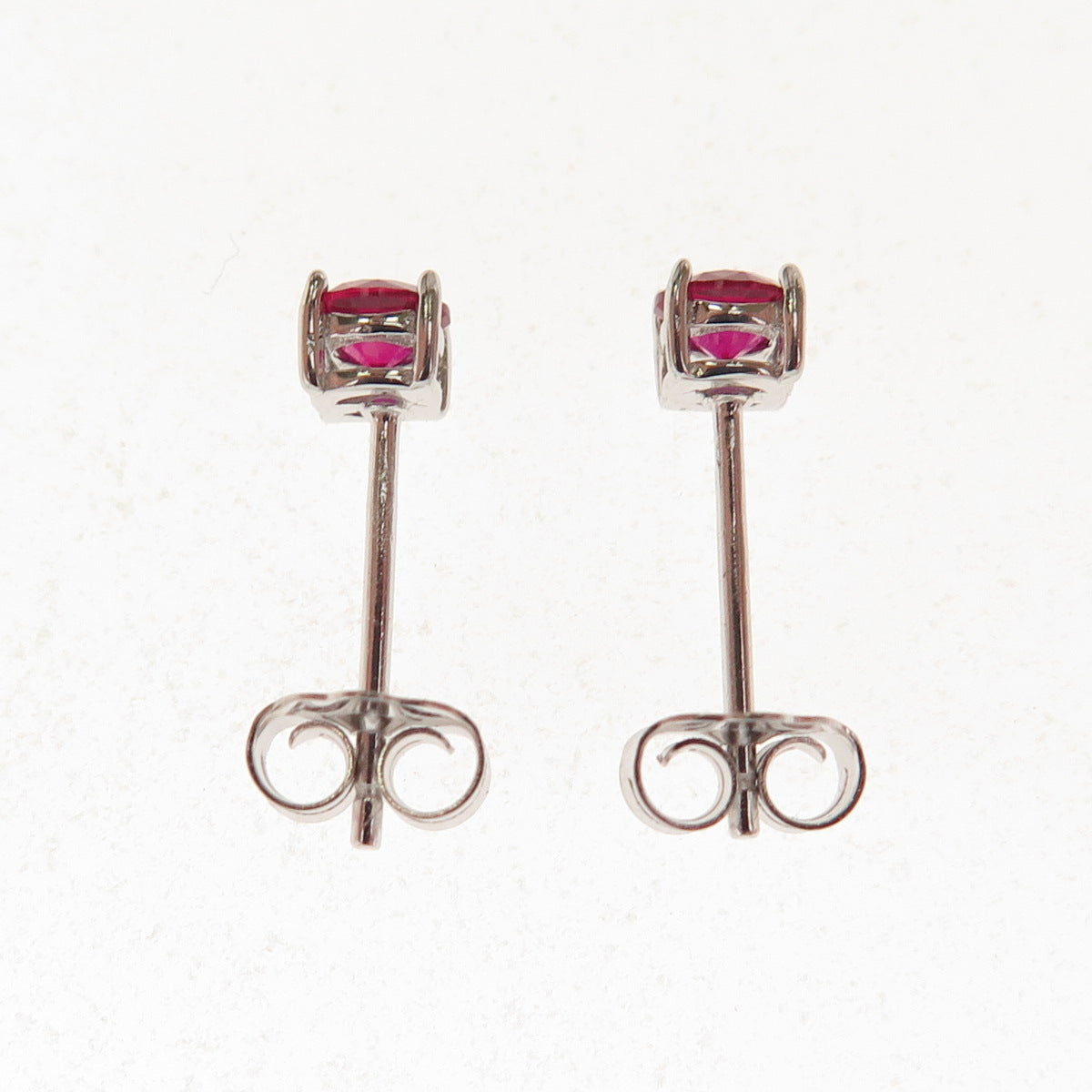 925 Sterling Silver Round-Cut Lab-Created Ruby Stud Earrings