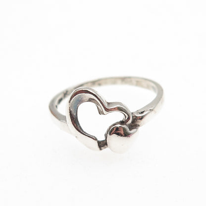 Ken Crafts 925 Sterling Silver Vintage Mom & Child Heart Ring Size 6.75