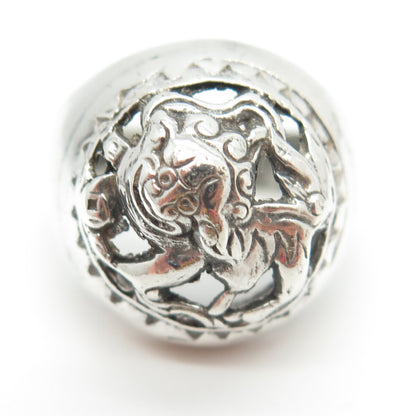 800 Silver Vintage France Chinese Foo Dog Dome Ring Size 10