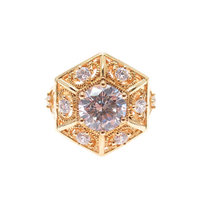 925 Sterling Silver Gold Plated Round-Cut C Z Snowflake Ring Size 5