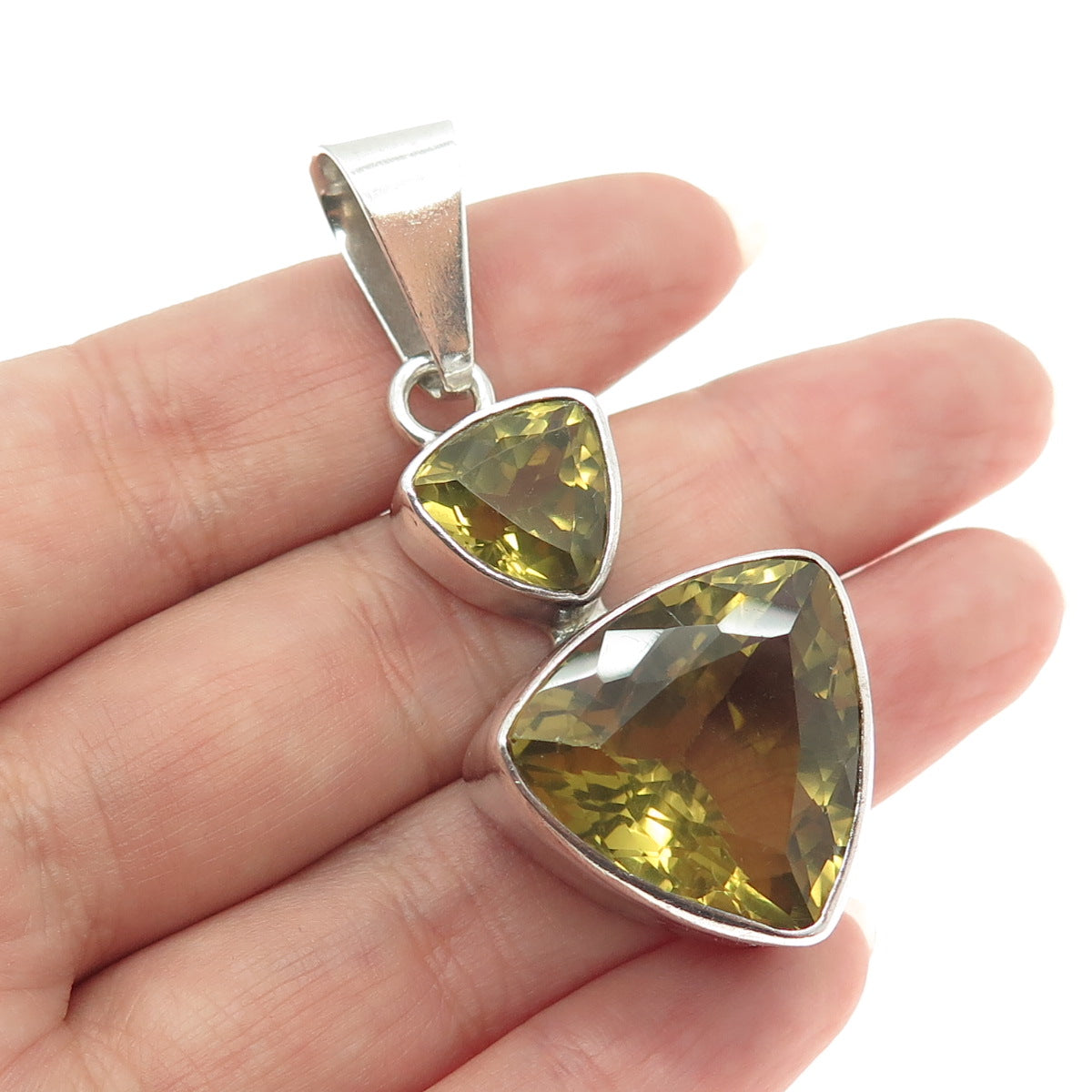 CHARLES ALBERT 925 Sterling Silver Vintage Real Citrine Modernist Pendant