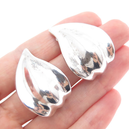 925 Sterling Silver Vintage Modernist Flame Clip On Earrings