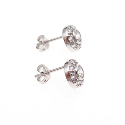 925 Sterling Silver Round-Cut C Z Stud Earrings