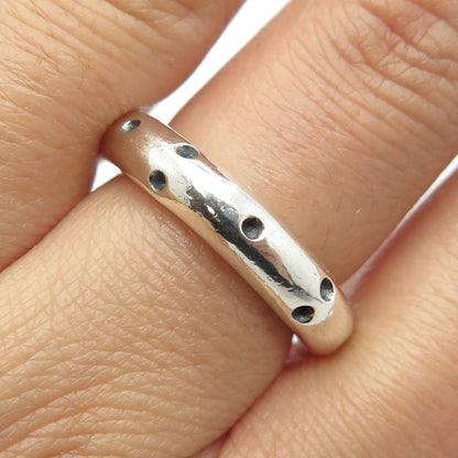 925 Sterling Silver Vintage Dots Band Ring Size 7.25