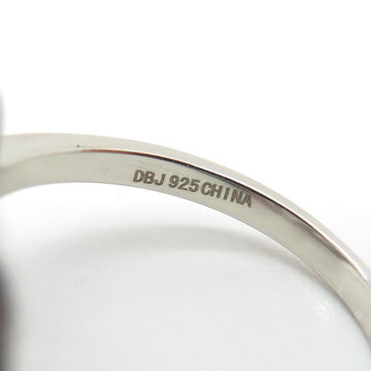 925 Sterling Silver Real Round-Cut Black Diamond Lattice Pattern Ring Size 8