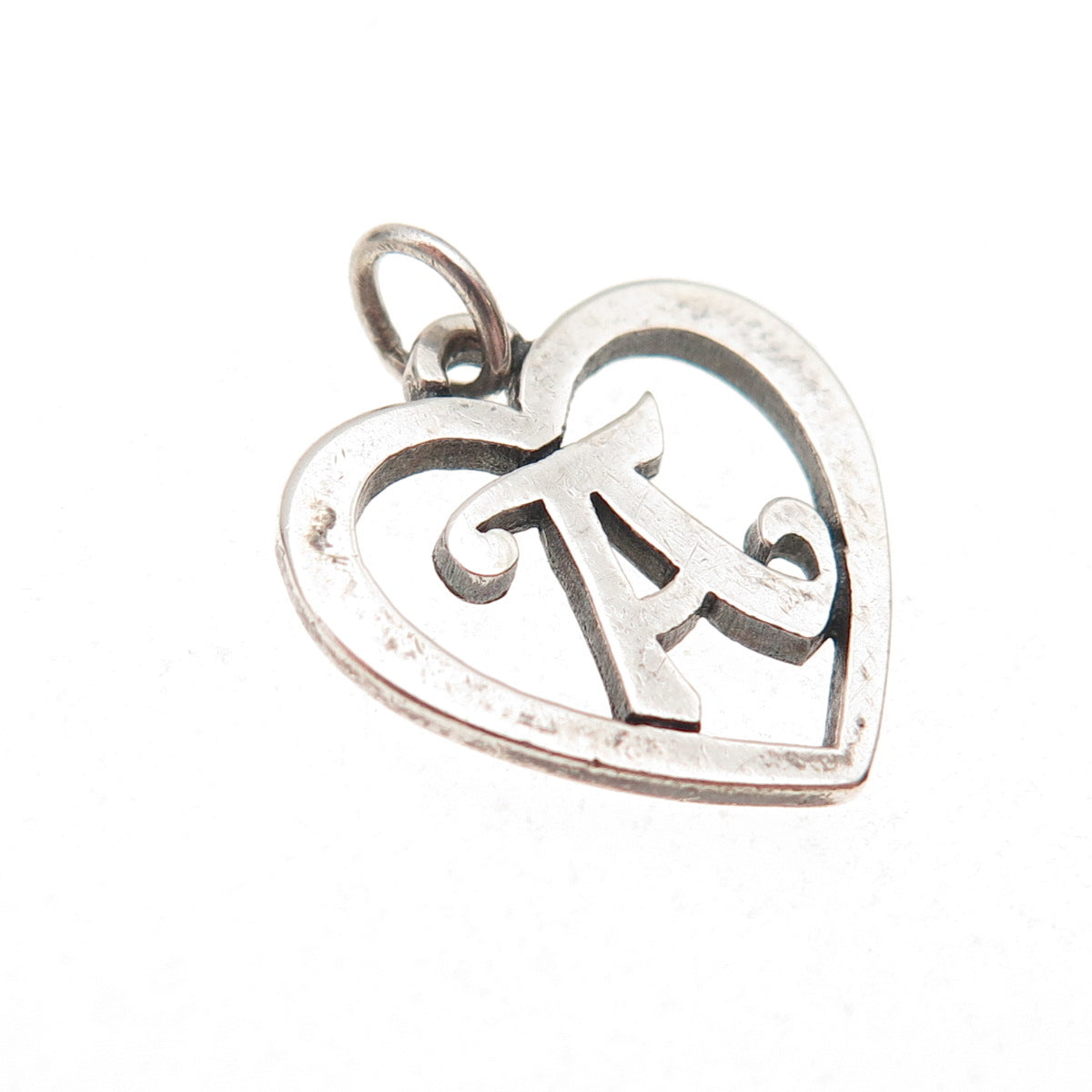 James Avery Sterling Silver Vintage Letter A Initial Heart Script Charm Pendant