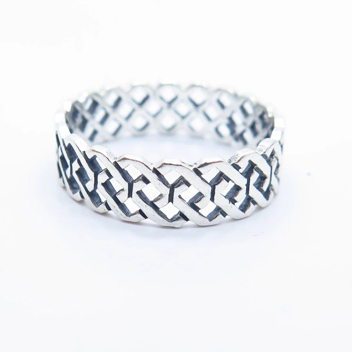 925 Sterling Silver Vintage Braided Band Ring Size 8 3/4