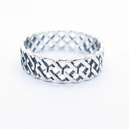 925 Sterling Silver Vintage Braided Band Ring Size 8 3/4