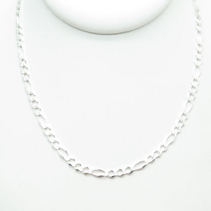 HAN 925 Sterling Silver Italy Figaro Chain Necklace 20"