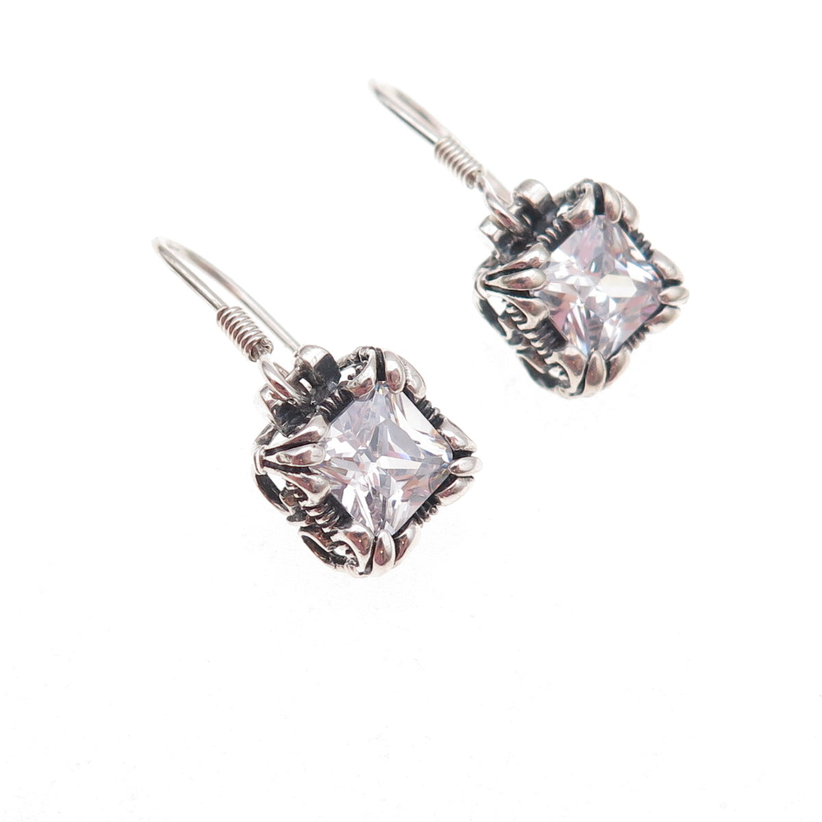 Silpada 925 Sterling Silver Vintage C Z Uptown Oxidized Dangle Earrings