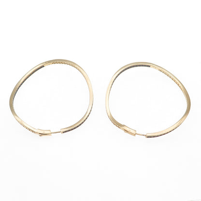 KLEO Sterling Silver Gold Plated Round-Cut Blue C Z Wavy In & Out Hoop Earrings