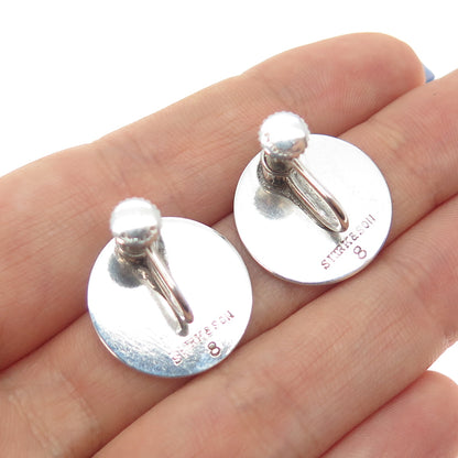 S. Kirk & Son 925 Sterling Silver Vintage Modernist Disc Screw Back Earrings