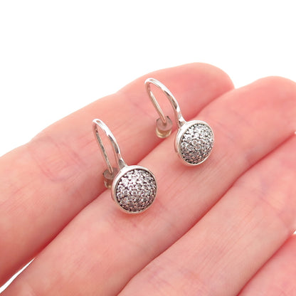 Pandora 925 Sterling Silver Round-Cut C Z Dazzling Droplets Hook Earrings