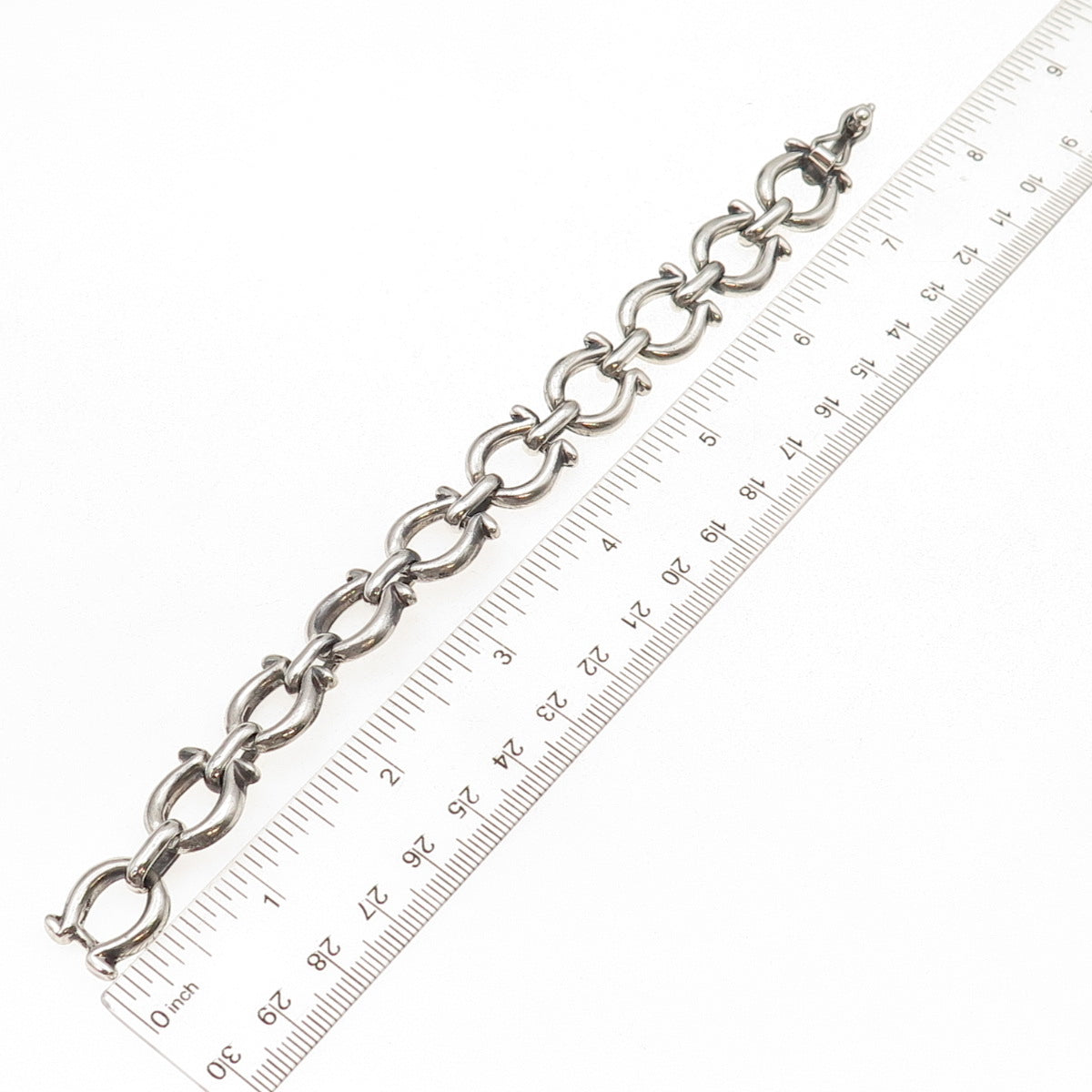 925 Sterling Silver Vintage Mexico Omega-Link Oxidized Bracelet 7"