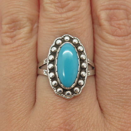 MAISELS INDIAN TRADING Old Pawn Sterling Silver Bisbee Turquoise Ring Size 7.5