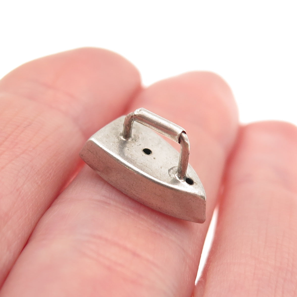 925 Sterling Silver Antique Art Deco Laundry Iron 3D Mini Charm Pendant