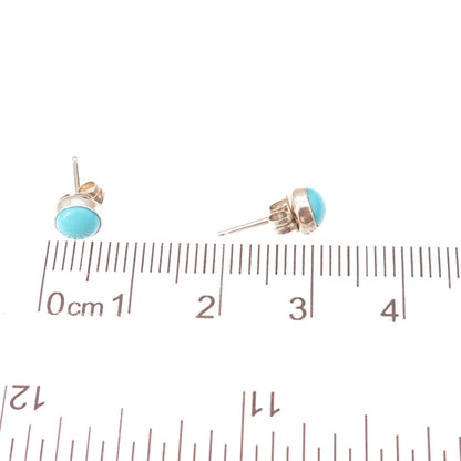925 Sterling Silver Vintage Sleeping Beauty Turquoise Stud Earrings