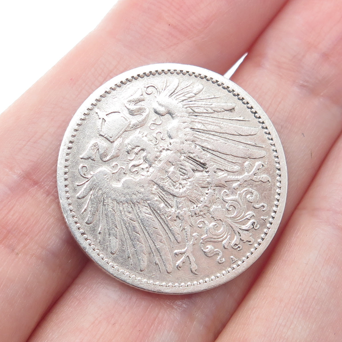 900 Silver Antique 1896 Germany Emperor William II 1 Mark Duetsches Reich Coin