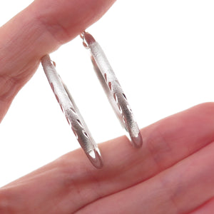 925 Sterling Silver Etched Hoop Earrings