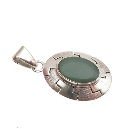925 Sterling Silver Vintage MR Artisan Real Aventurine Modernist Charm Pendant