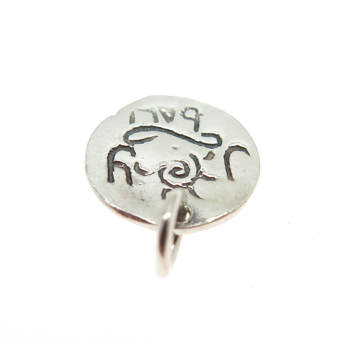 JOY BALI 925 Sterling Silver Vintage Round Logo Minimalist Charm Pendant
