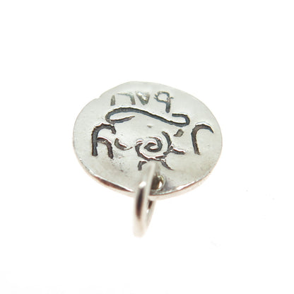 JOY BALI 925 Sterling Silver Vintage Round Logo Minimalist Charm Pendant