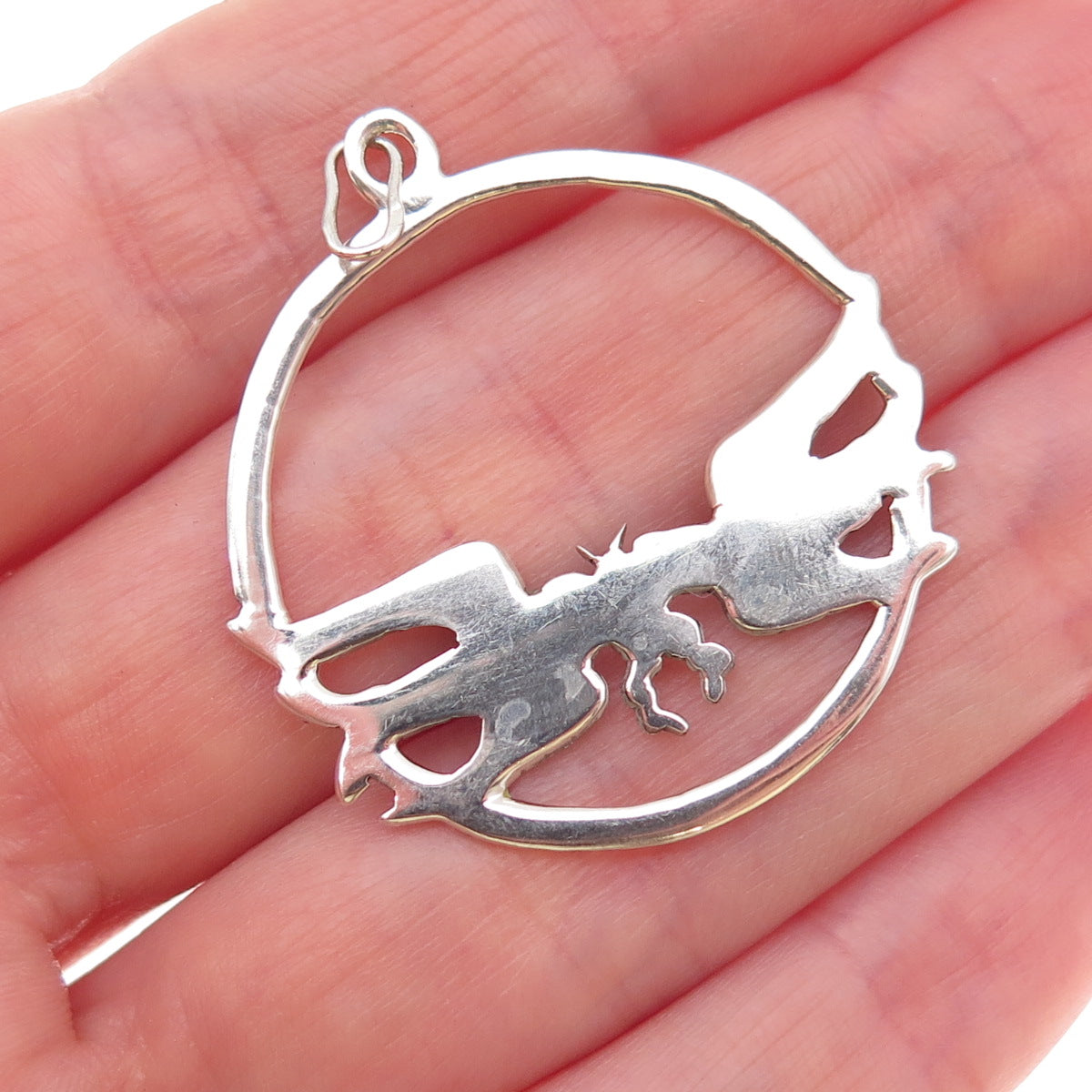 925 Sterling Silver Vintage Real Turquoise Inlay Swallow Birds Charm Pendant