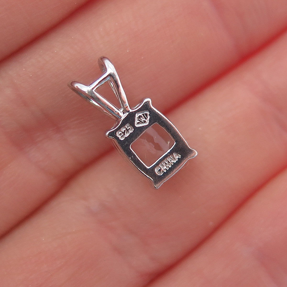 925 Sterling Silver Real Cushion-Cut Blue Topaz Minimalist Charm Pendant