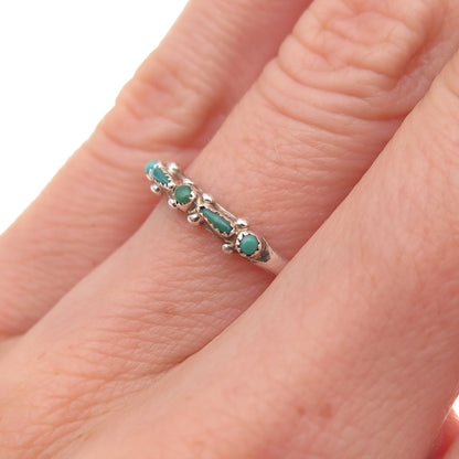 Old Pawn 925 Sterling Silver Vintage Southwestern Turquoise Tribal Ring Size 5.5