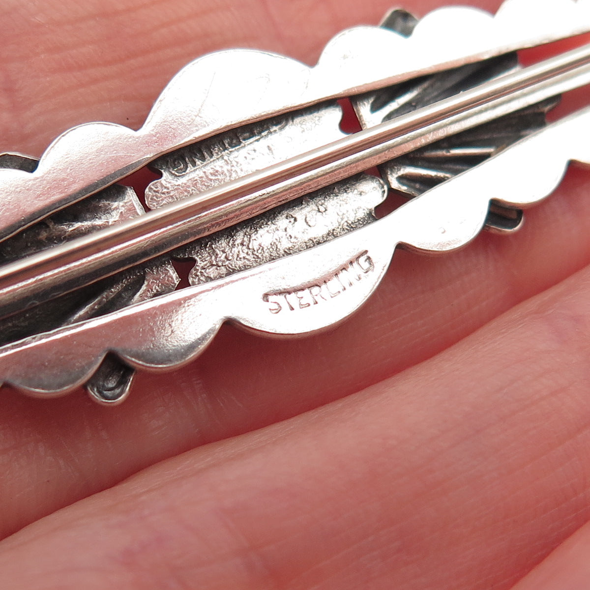 Old Pawn 925 Sterling Silver Vintage Southwestern Dragon Breath Opal Pin Brooch