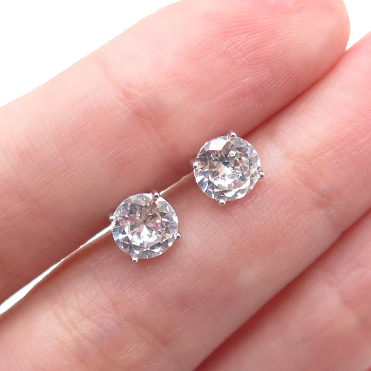 DBJ DEE BERKLE 925 Sterling Silver Round-Cut C Z Stud Earrings