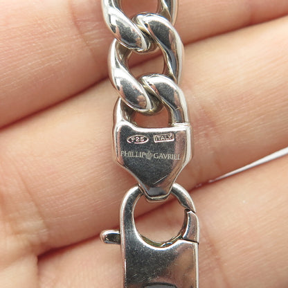 925 Sterling Silver Vintage Phillip Gavriel Italy Figaro Link Bracelet 8.25"