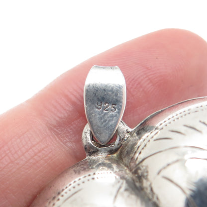 925 Sterling Silver Vintage Engraved Puffy Heart Pendant