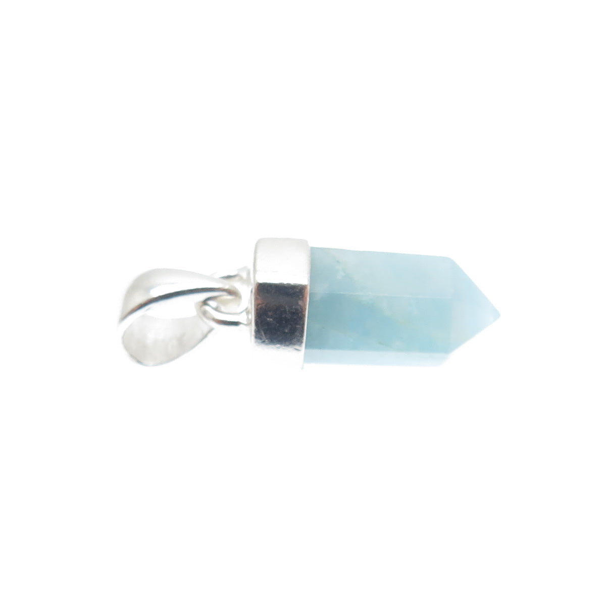 925 Sterling Silver Vintage Real Milky Aquamarine Amulet Charm Pendant