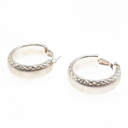 MILOR 925 Sterling Silver Vintage Italy Brushed Hoop Earrings