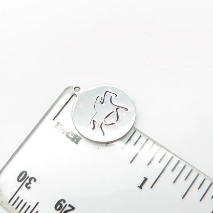 925 Sterling Silver USA Two In Town Racing Horses Charm Pendant