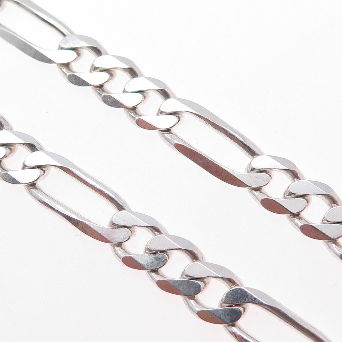 925 Sterling Silver Vintage Italy Figaro Chain Necklace 20"