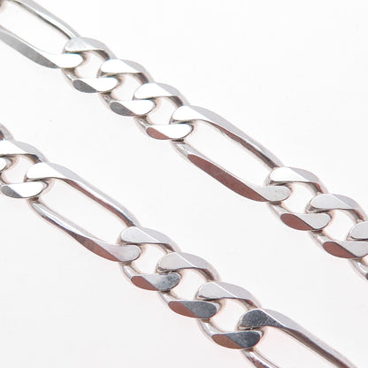 925 Sterling Silver Vintage Italy Figaro Chain Necklace 20"