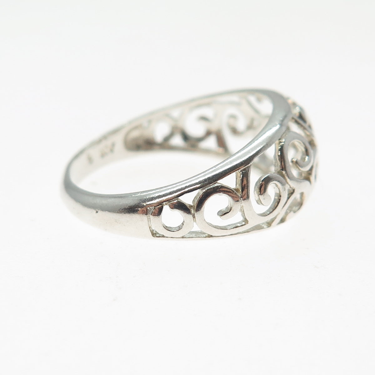 NEVADA 925 Sterling Silver Vintage Spiral Scroll Dome Ring Size 9.5
