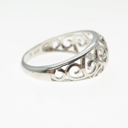 NEVADA 925 Sterling Silver Vintage Spiral Scroll Dome Ring Size 9.5