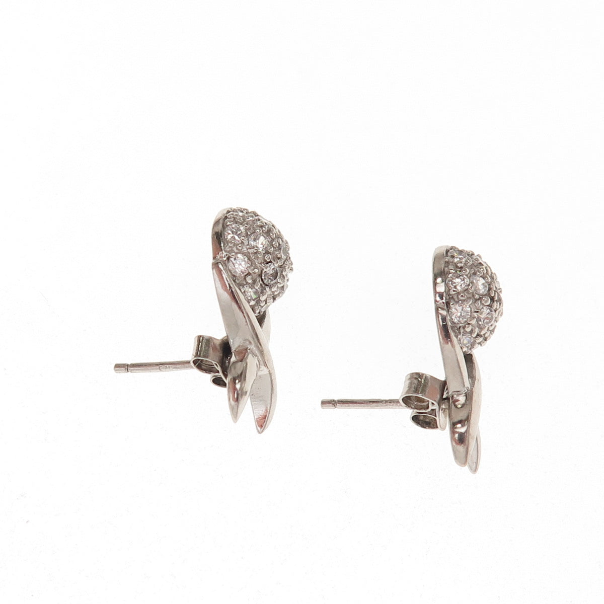 925 Sterling Silver Round-Cut C Z X-Shape Earrings