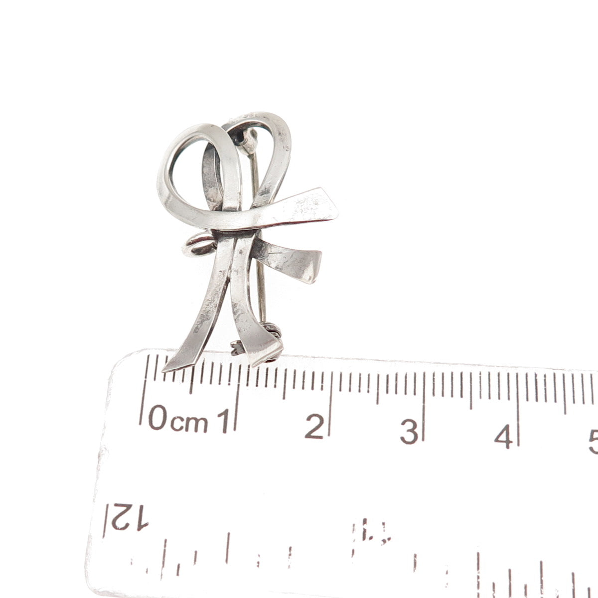 S. Christian Fogh Sterling Silver Vintage Denmark Modernist Ribbon Pin Brooch