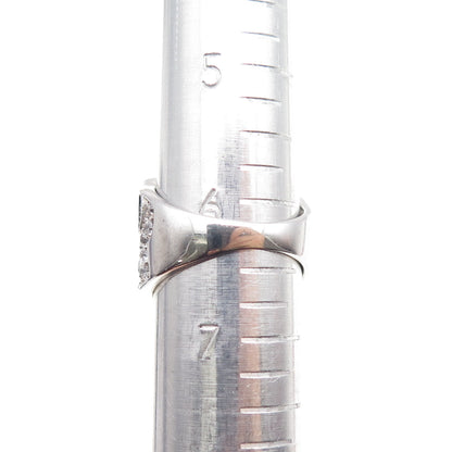 925 Sterling Silver Real Round-Cut Black Spinel & White Topaz Ring Size 6.25