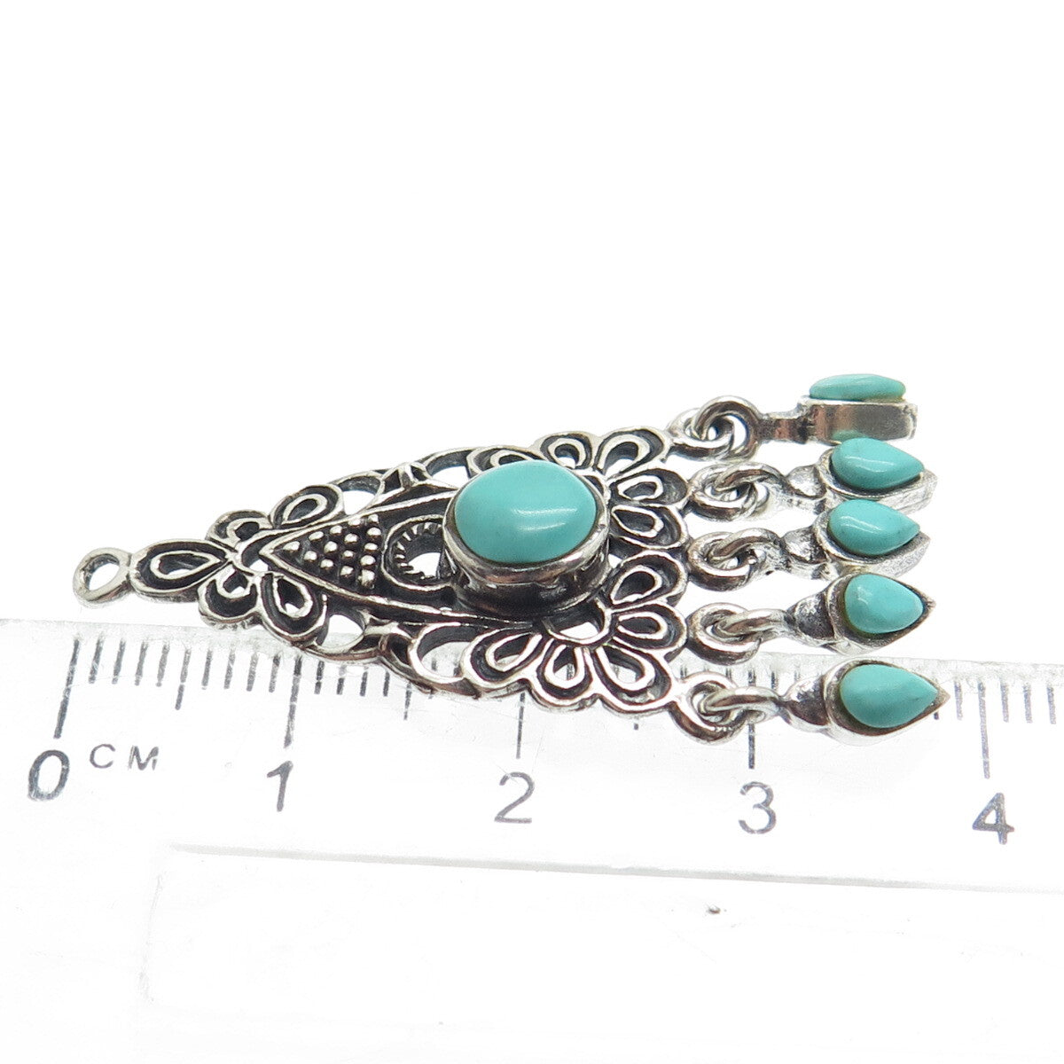 925 Sterling Silver Vintage Sleeping Beauty Turquoise Gem Ethnic Amulet Pendant