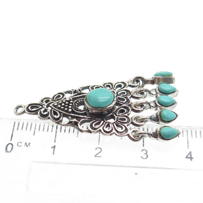 925 Sterling Silver Vintage Sleeping Beauty Turquoise Gem Ethnic Amulet Pendant